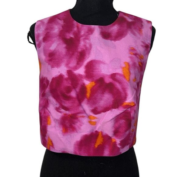 Sachin + Babi Abstract Print Pink Cropped Sleeveless Top(Size 10) - Picture 1 of 8